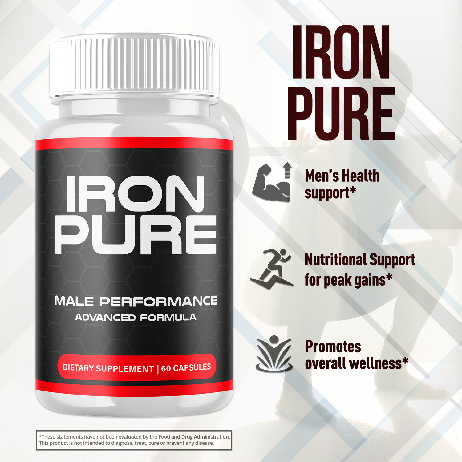Iron Pure Advanced Formula Pills All Natural Vitamin Supplement IronPure 300 Capsules