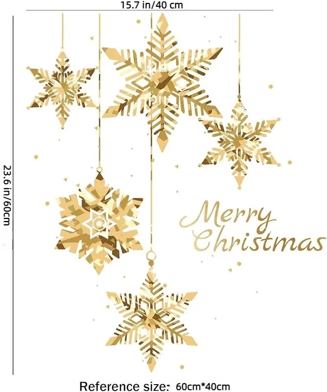 Golden Christmas Tree Window Clings Stickers for Glass, Large DIY Static Wall Window Door Mural Showcase Decal Sticker