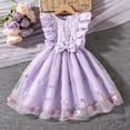 thumbnail image 4 of BLTIBY Toddler Girls Tulle Dress Ruffle Sleeve Fluffy Bow Dresses Tutu Princess Dress Birthday Party Dress Summer Clothes Purple 6-7 Years, 4 of 6