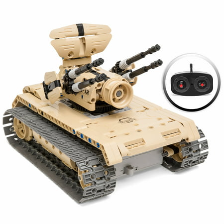 Best Choice Products 453-Piece RC Military Battle Tank Building Bricks Toy Kit w/ Rechargeable Battery (Best Tank For Ego Battery)