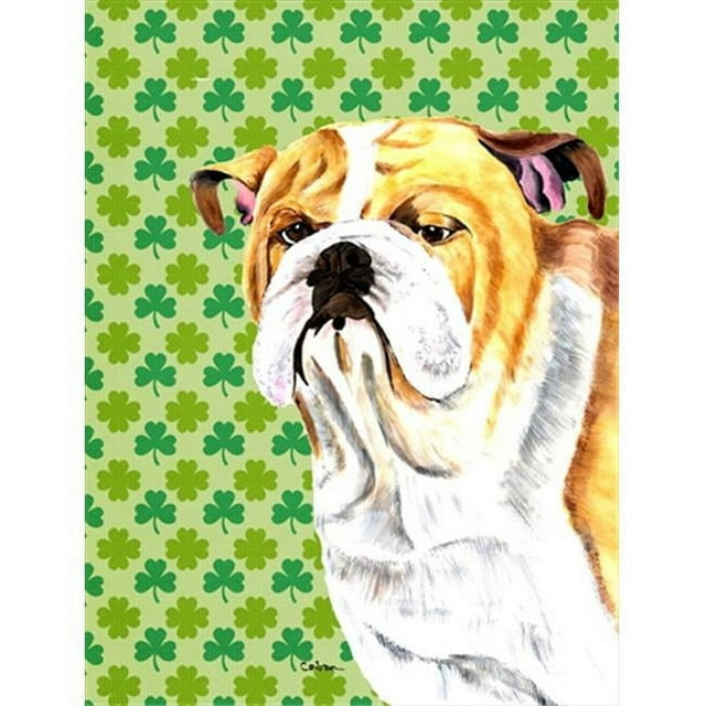 Carolines Treasures SC9294GF 15 x 15 Po Bulldog English Trèfle Portrait de la Saint-Patrick Drapeau Format Jardin