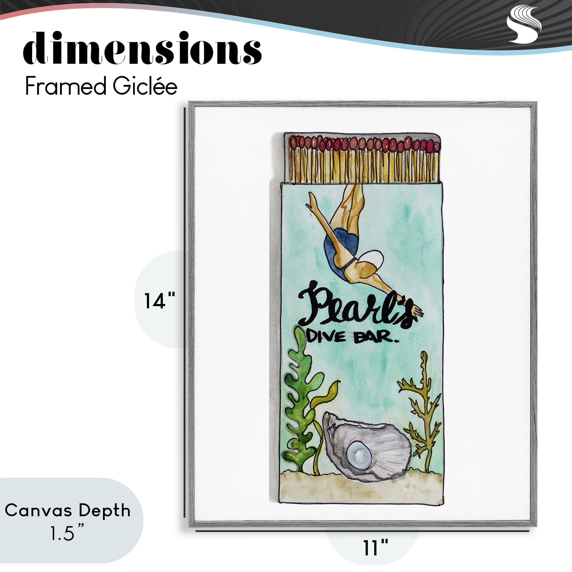 Stupell Industries Pearl Dive Matchbook Gray Framed Giclee Art, design by Nola James