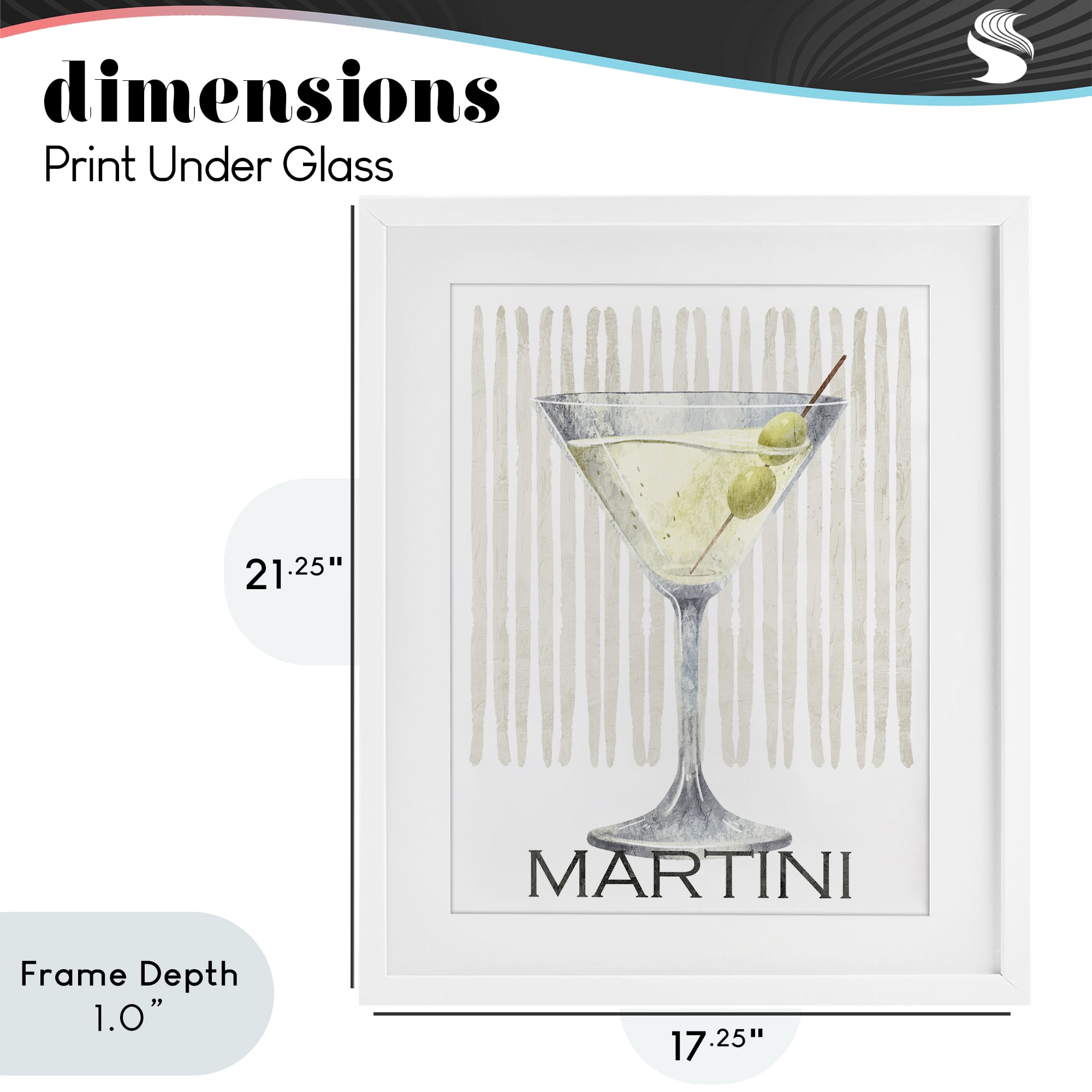 Stupell Industries Subtle Martini Drink White Framed Print Under Glass, design by Kim Allen