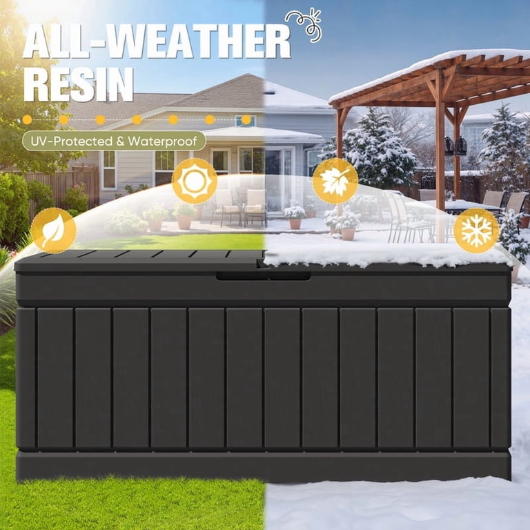Homall 82-Gallon Resin Deck Box, 45.66 In. Wide, Black photo 4