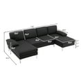 thumbnail image 4 of U-Shaped Sectional Sofa, 110 Inches Modern Linen Upholstered Sofa Couch with Chaise and Padded Cushion Seats, Convertible Modular Sofa with Metal Legs Accent Sofa for Living Room Apartment, Black, 4 of 7
