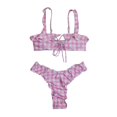 thumbnail image 5 of Cathalem Bikinis for Women High Waist Mid Rise Cutout Drawstring Crisscross Back Tie Reversible Bottom,Pink M, 5 of 5