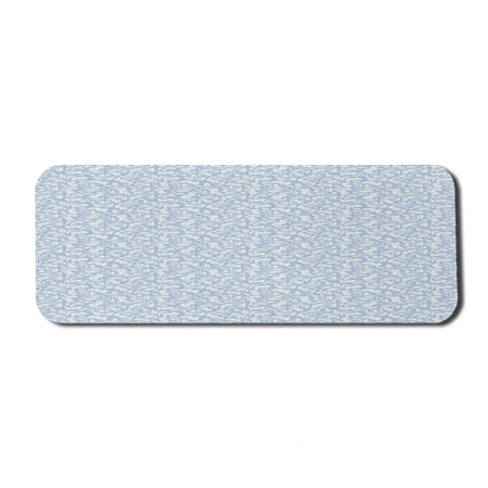 Ivory and Blue Computer Mouse Pad  Illustration of Spring Flowers Foliage Flourishing Nature Design  Rectangle Non-Slip Rubber Mousepad Large  31  x 12  Gaming Size  Pale Blue and Ivory  by Ambesonne