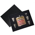 thumbnail image 1 of KuzmarK 6 oz. Leather Flask Set in Black Presentation Box -  Colorful Sparkle Mustache Collection, 1 of 2