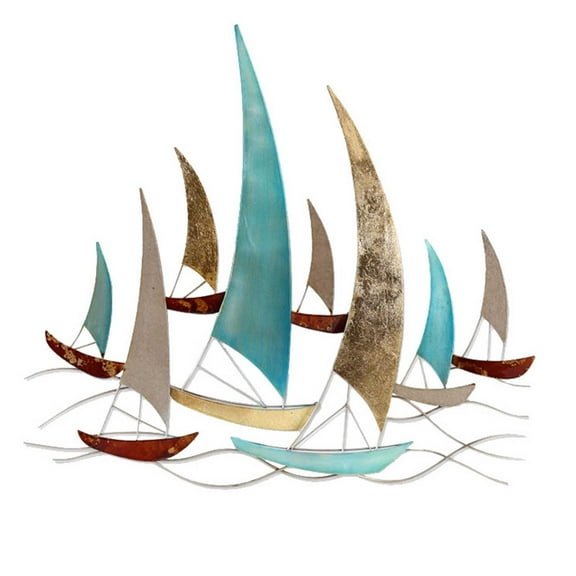 Sailboat wall sculptures, 3D wrought iron wall hanging decoration, metal art hanging ornament wall decoration, for living room bedroom background wall hanging