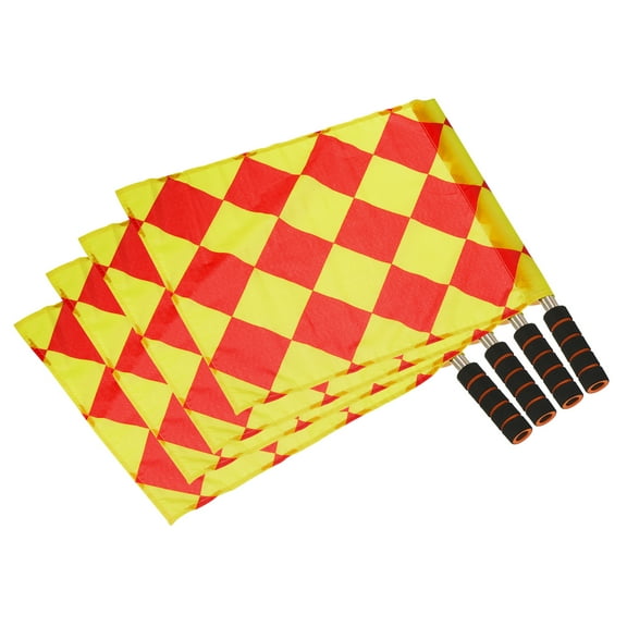 Uxcell Linesman Referee Flag Stainless Steel Pole Sponge Grip, Diamond Checked 4 Pack