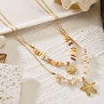 thumbnail image 6 of NICKSUN Boho Ocean Themed Layered Beaded Necklace, Multi-Layer Stackable Starfish Shell Imitation Pearl Choker, Summer Vacation Beach Statement Jewelry, 6 of 7