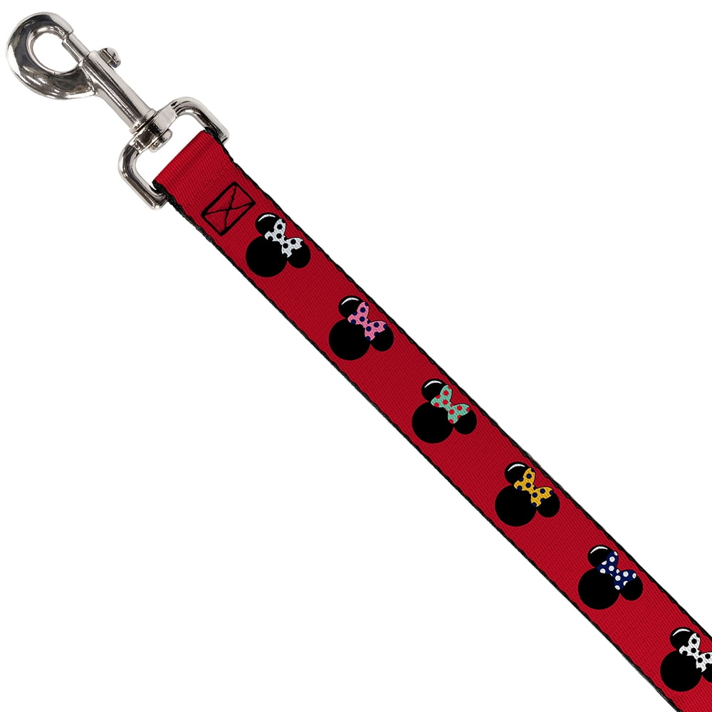Disney Pet Leash, Dog Leash, Minnie Mouse Silhouette Red Black Polka Dot, 4 Feet Long 1.0 Inch Wide