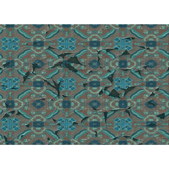 Ahgly Company Indoor Rectangle Patterned Deep-Sea Green Area Rugs, 8' x 12'