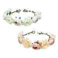 thumbnail image 4 of 2pcs tela de cabeza floral diadema simulada corona de cabello para niña (blanco, naranja), 4 of 6
