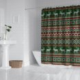 thumbnail image 2 of Red and Green Christmas Reindeer Pattern Shower Curtain 84"x72" ,Bathroom Decorative Shower Curtains Set with 12 Hooks,Modern Waterproof Washable Shower Curtain, 2 of 6