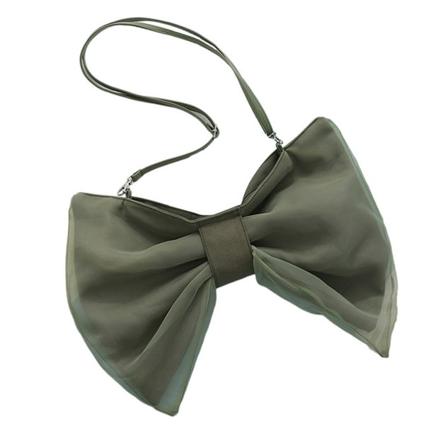 Bolso bandolera de lona Sunnimix Bowknot para mujer y estudiante verde 43 cm 49 cm 36 cm