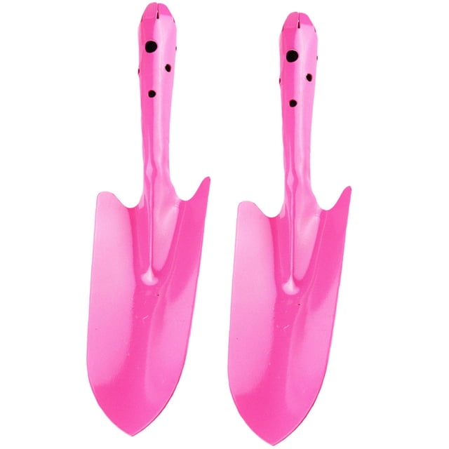 OULII 2pcs Small Garden Tools Iron Pink Mini Spade for Homeowners Weeding Tasks