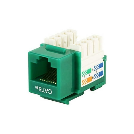 Connection Blocks 110 Punch - Monoprice Cat5E Punch Down Keystone Jack - Green | 110 Type IDC, 90 Degree Connection