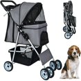 thumbnail image 1 of BestPet 4 Wheels Pet Stroller Dog Cat Jogger Stroller for Medium Small Dogs Cats Folding Lightweight Travel Cup Holder, Grey, 1 of 7