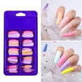 thumbnail image 2 of 100Pcs/Box Faux Nail Patch Folding Without Trace Long T-shape Full Cover Colorful Manicure Extension False Nail Tips Nail Salon S, 2 of 10