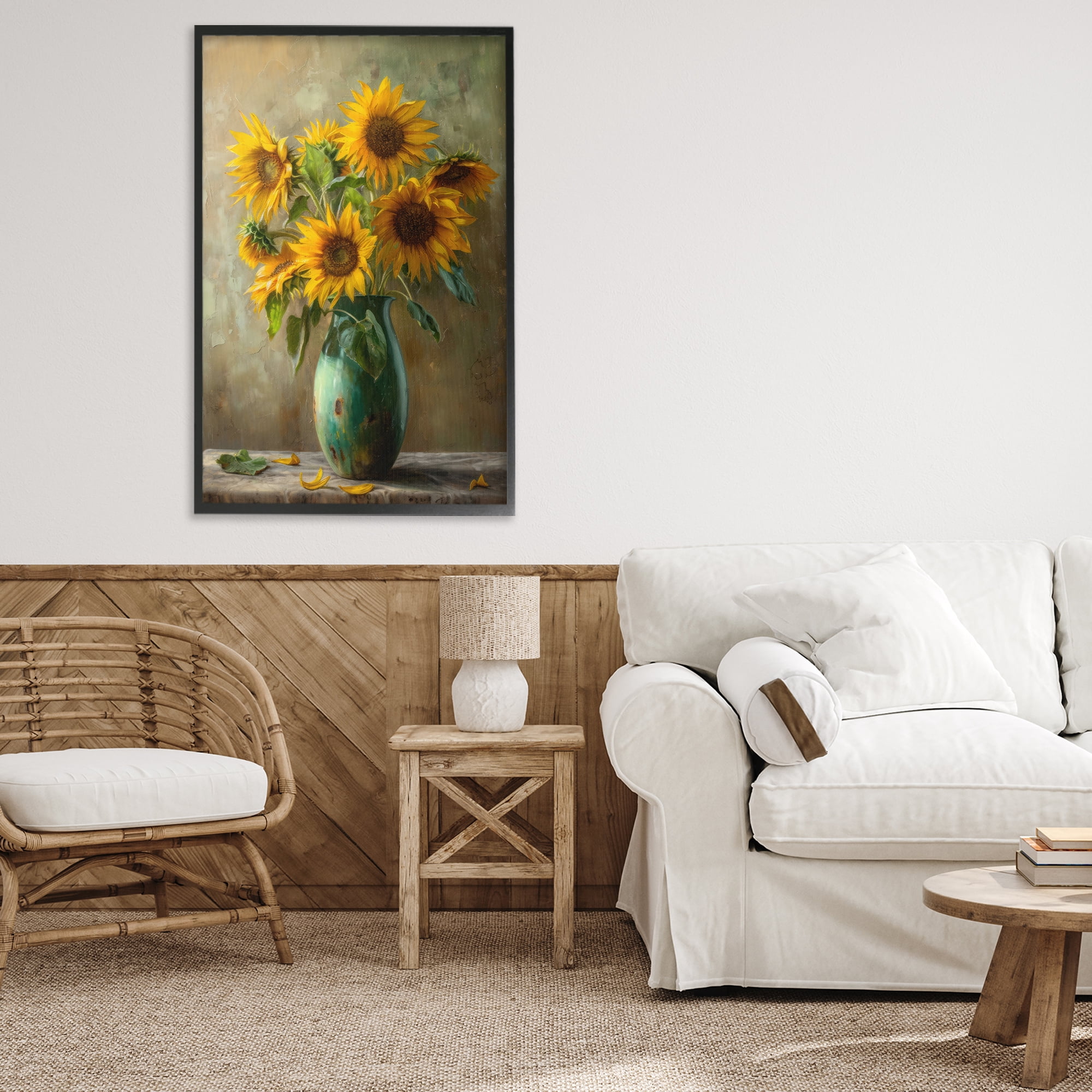 Stupell Industries Moody Sunflower Vase Black Framed Giclee Art, design by Creative Studio