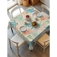 thumbnail image 2 of Teal Red Coastal Suqare Tablecloth - 54 x 54 Inch, Summer Beach Nautical Sea Turtle Coral Starfish Waterproof & StainResistant Tablecloth, Washable Oil-proof Table Cover for Dining/Party/Wedding, 2 of 9