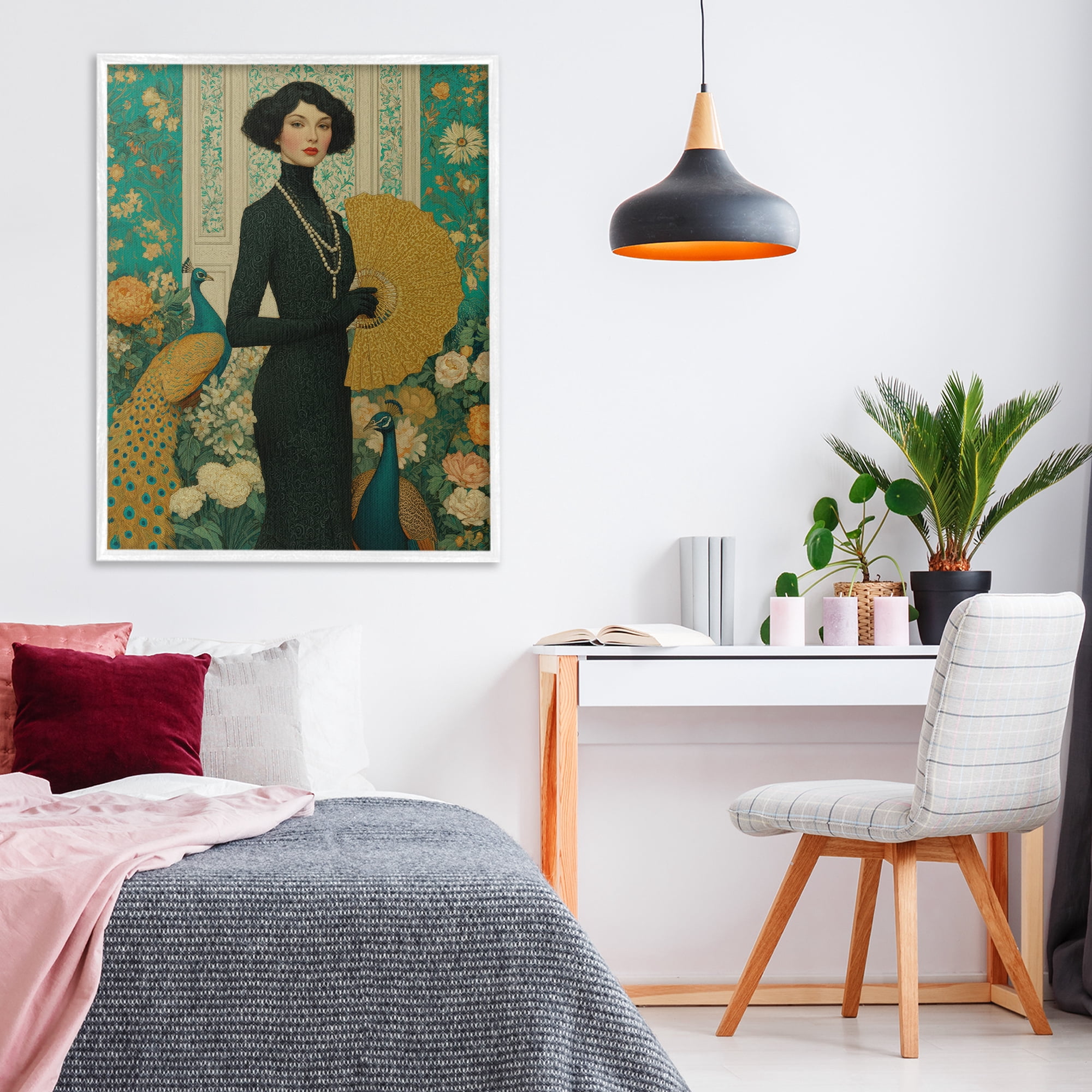 Stupell Industries Floral Velvet Reign White Framed Giclee Art, design by A Barefoot Stylist