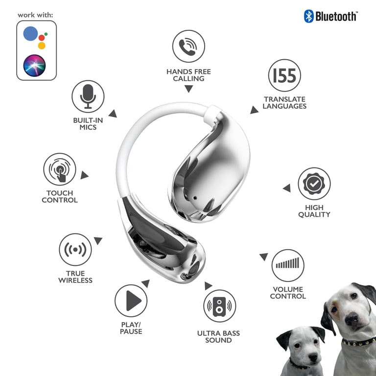RCA WAVE-88 AI Translator TWS Bluetooth Open-Ear Earbuds with Mics