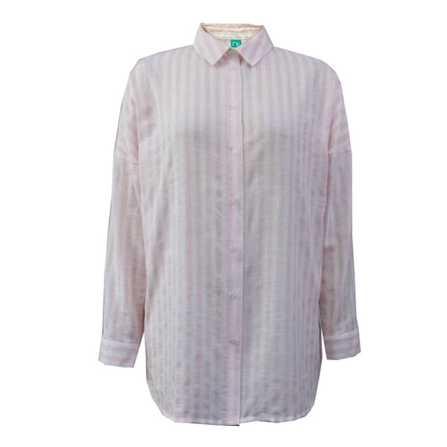 Ropa de Playa Ocean Pacific para Mujer Manga Larga Oversize Estampada Rayas Rosa Talla G