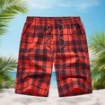 thumbnail image 5 of Fmbrln Mens Shorts Drawstring Waisted Plaid Printed Summer Beach Shorts Fashion Casual Trunks, 5 of 6