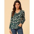 thumbnail image 3 of INSPIRE CHIC Women's Vintage Floral Tie V Neck Ruffle Fall Blouse Tops, 3 of 6