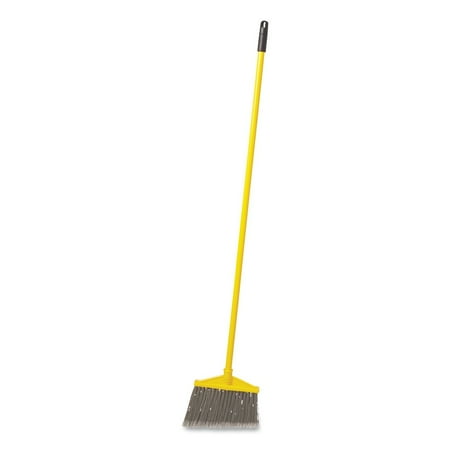 Rubbermaid Angled Large Broom, Poly Bristles, 46 7/8" Metal Handle, Yellow/Gray