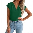 thumbnail image 4 of Edvintorg Womens Short Sleeve Tops Loose Fit Lightweight V Neck Casual Shirts Summer Clothes for Women Green XXL, 4 of 6