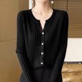 thumbnail image 5 of Fmbrln Womens Knitted Cardigan Sweaters Fashion Long Sleeve V Neck Button Cardigans Tops Casual Loose Solid Color Cardigan Coat Black L, 5 of 5