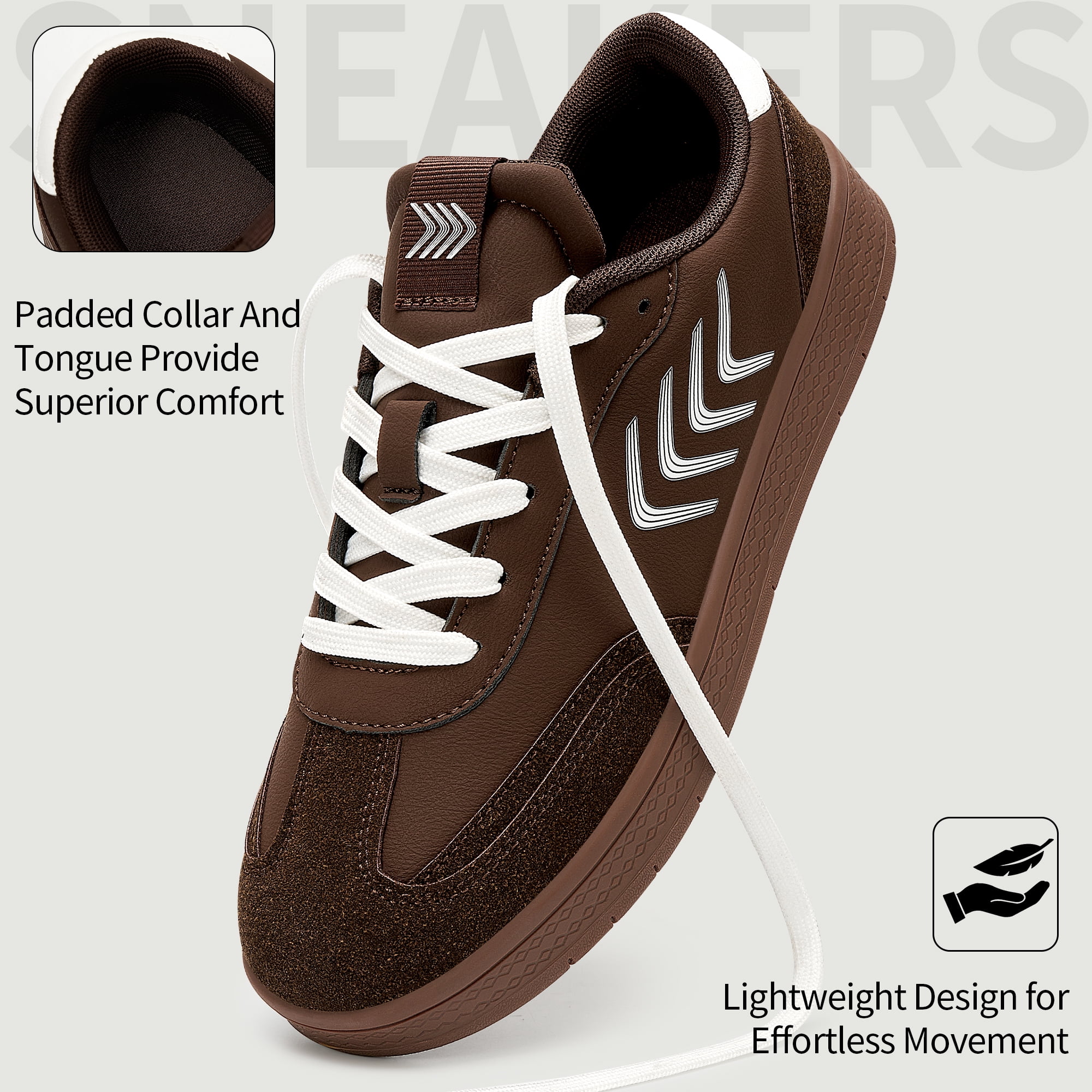 Ecetana Womens Walking Shoes PU Leather Low Top Tennis Shoes Non-Slip Casual Sneakers for Women