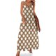 thumbnail image 1 of Vestido sin mangas con estampado de puntos marrones y blancos, vestido de noche de lujo para mujer, vestido elegante, vestido para mujer, 1 of 7