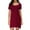 Wine Red, variant on Zupora Women's Nightgown Cotton Short Sleeve Scoop Neck Color Block Knitted Nightshirt Soft Comfy Loose Sleepwear Lounge Nightwear Mini Pajama Dress, S-2XL