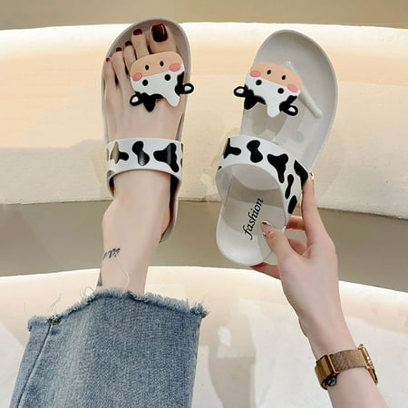 

Flip Flops For Women Cow Print Shower Slippers Bathroom Sandals Slippers Beach Shoes