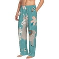 thumbnail image 3 of Kdxio Teal Mama Llama Print Men's Sleep Pajama Pant Lounge Pants with Pockets, 3 of 8