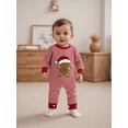 thumbnail image 6 of Miaouyo Infant Baby Girls Boys Christmas Fall Romper 0 3 6 12 18 Months Stripe Print Gingerbread Man Embroidery Long Sleeve Round Neck Jumpsuit, 6 of 9