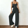 thumbnail image 6 of YanHoo Jumpsuits for Women Sleeveless Camisole Wide Leg Pants Rompers Spaghetti Straps One Piece Jumpsuit with Pockets, 6 of 7