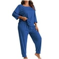 thumbnail image 5 of LYEAA Womens Capri Pajama Sets Plus Size Solid Sleeveless Top and Pant Pullover Sleepwear Breathable Loungewear, 5 of 5