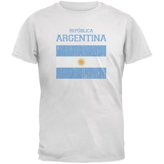 World Cup Distressed Flag Republica Argentina White Adult T-Shirt - X-Large