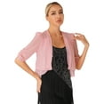 thumbnail image 3 of TTAO Womens Half Sleeve Lightweight Cardigan Ruffle Chiffon Bolero Shrug Casual Party Outerwear Pink 4XL, 3 of 7