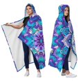 thumbnail image 2 of Wearable Blanket,Purple Ethnic Mandala Pattern Hooded Wearable Flannel Blanket for Adults & Teens,Winter Poncho Shawl Wrap Cape Cozy Anti-Pill,50"x60", 2 of 5