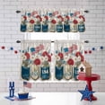 thumbnail image 3 of Independence Day Kitchen Curtains Valances 3 Piece Set, Red White Daisy Bottle Rod Pocket Tier Curtain and Valance Drapes for Small Window 36 Inch Length for Bedroom Cafe, 3 of 9