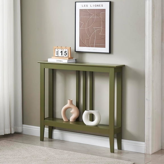 Narrow Console Table with Storage – Rectangular Entryway & Behind Sofa Table, Wood Hallway Table for Foyer or Living Room