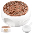 thumbnail image 1 of Ceramic Teapot Warmer, Tea Warmer with Cast Iron Mat and Candle Holder, Hollow-Carved Retro Tea Light Holder, Porcelain Tea Warmer, Suitable for Heating Tea, Coffee, 1 of 6