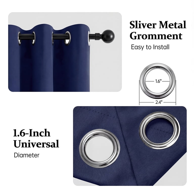Cshidworld Blackout Curtains Set Of 2 42" x 63" Navy Blue photo 5