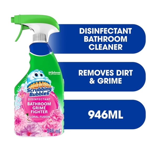Scrubbing Bubbles® Bathroom Cleaner and Disinfectant Spray, Kills Germs on Tubs, Shower Walls and More, Floral Fusion Scent, 946ml